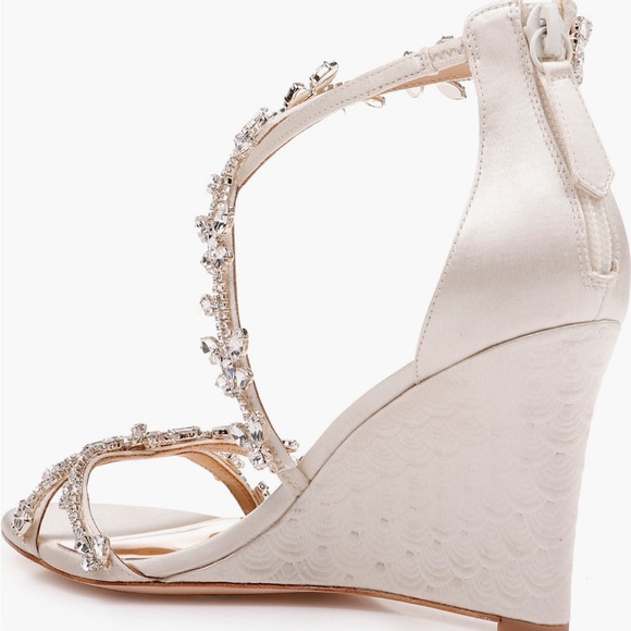 Badgley Mischka Collection
Feather Crystal Embellished Wedge Sandal - Picture 2 of 10